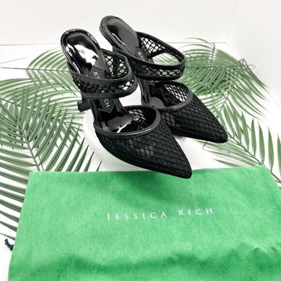 Jessica Rich Ysabelle Fishnet Pointed Toe High Heeled Pump In Black Size 36 NWOB - Picture 1 of 13